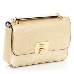 MICHAEL KORS Tina Medium Shoulder Flap Bag Gold